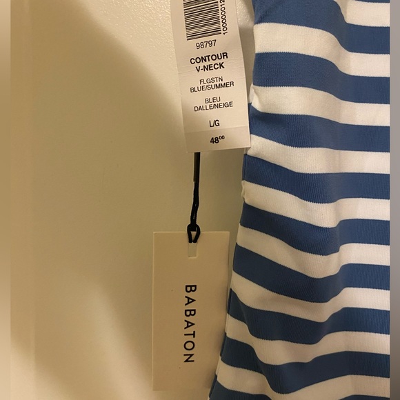 Babaton - Blue/White Striped Bodysuit - L - Picture 3 of 3
